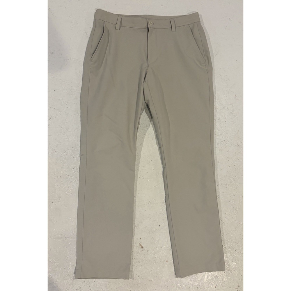 Under Armour Mens Match Play Golf Pants Khaki Tan Straight Leg 34x32 Stretch